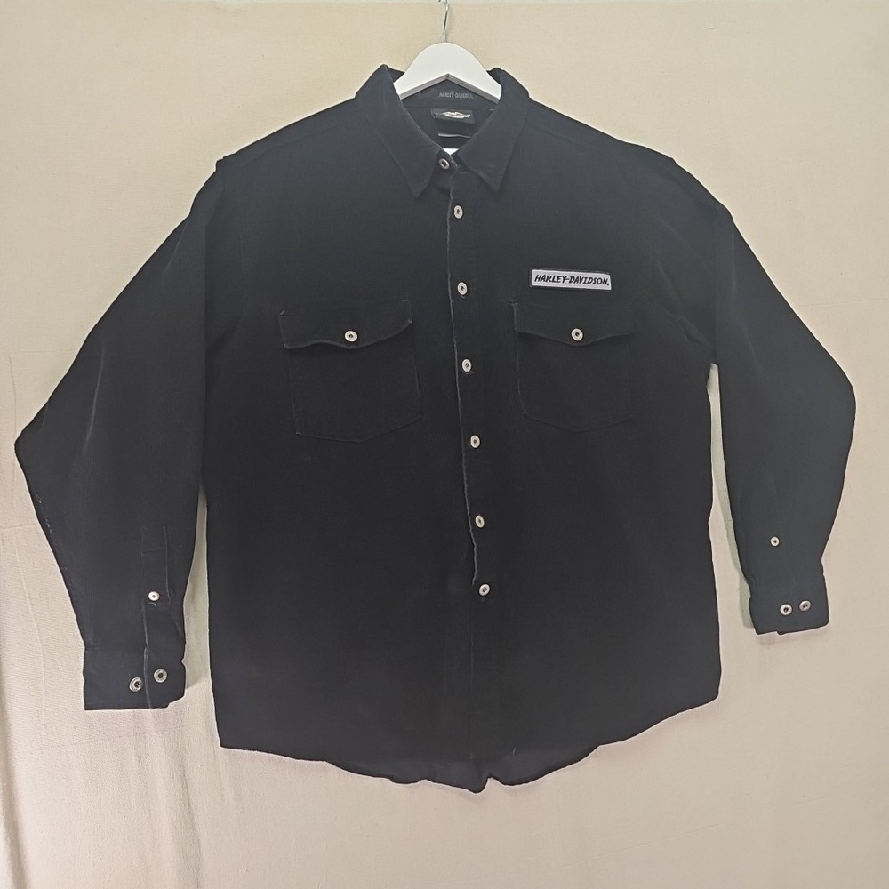 Harley-Davidson Shirt Men's XL Shacket Corduroy Button Up Biker Motorcycle Patch